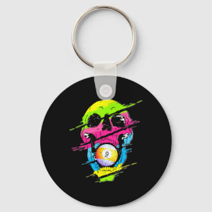Psychedelic Skull Billiards Gift Colourful  Key Ring