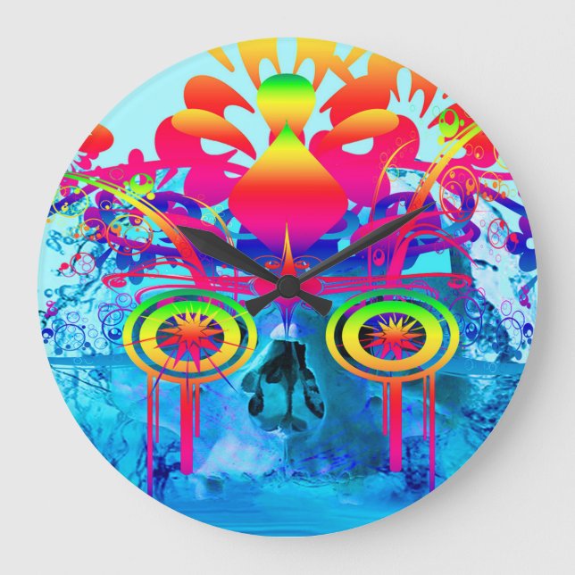 Psychedelic Skull Large Clock (Front)