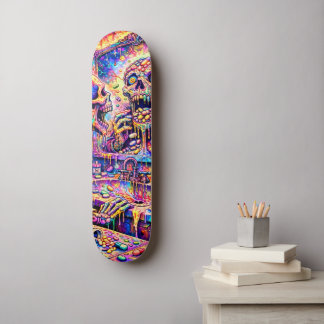 Psychedelic Skull Mirror Skateboard Deck