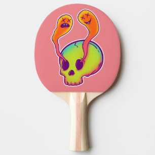 psychedelic skull with worms ping pong paddle