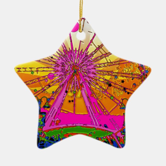 Psychedelic Sky Wheel Ceramic Tree Decoration (Front)