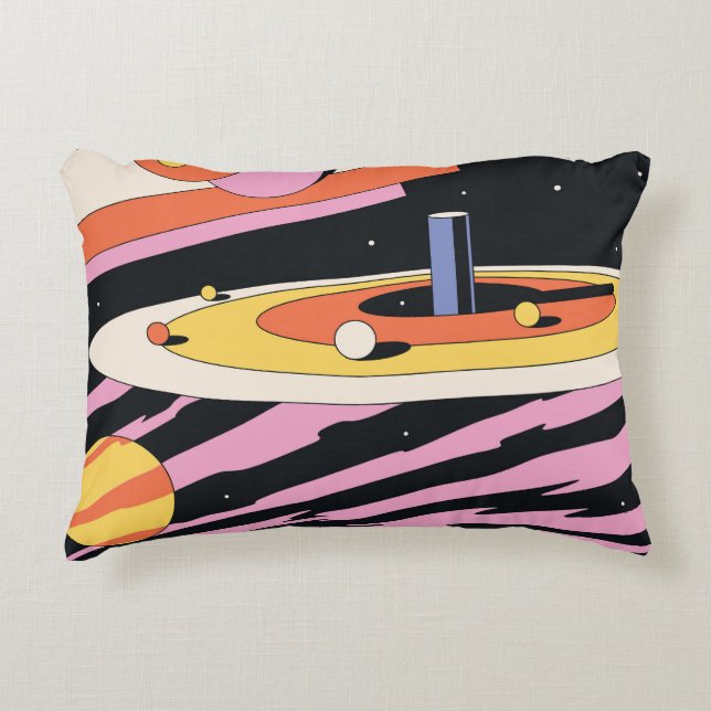 Psychedelic Space: 70s Geometric Shapes Decorative Cushion (Front)