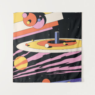 Psychedelic Space: 70s Geometric Shapes Tapestry
