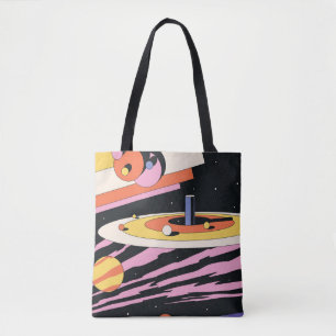 Psychedelic Space: 70s Geometric Shapes Tote Bag