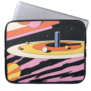 Psychedelic Space Abstract Illustration, Geometri Laptop Sleeve