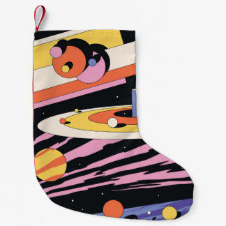 Psychedelic Space Abstract Illustration,  Geometri Small Christmas Stocking