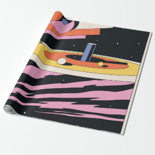 Psychedelic Space Abstract Illustration, Geometri Wrapping Paper