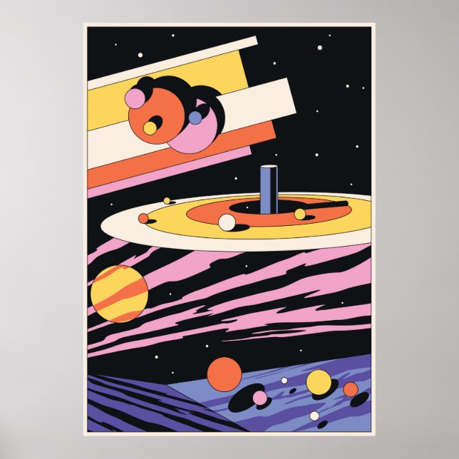 Psychedelic Space Abstract Illustration,Geometric  Poster (Front)