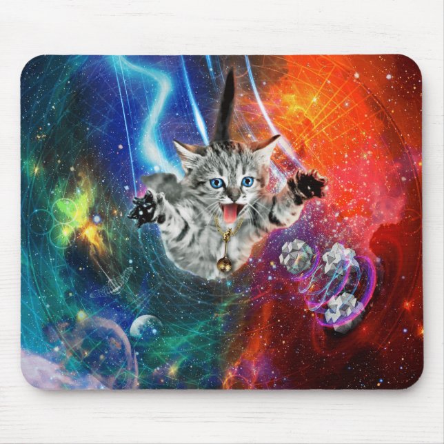 psychedelic space cat mouse pad (Front)