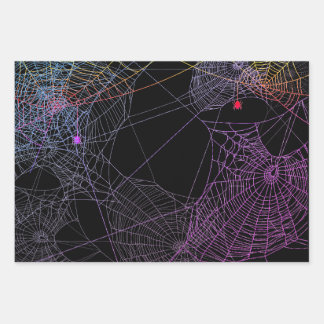 Psychedelic Spiders and Webs Wrapping Paper Sheet
