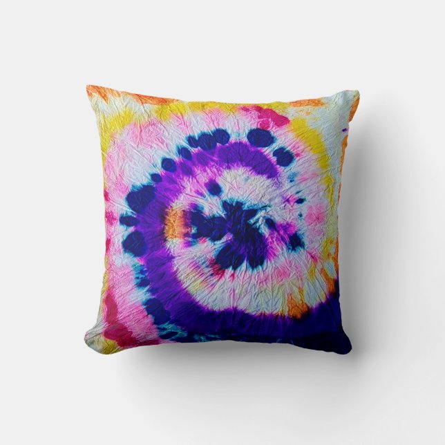 Psychedelic Spiral. Multicolor Fabric Tie Dye. Hip Cushion (Front)