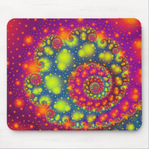 Psychedelic Spiral Neon Decorative Abstract Art Mouse Pad