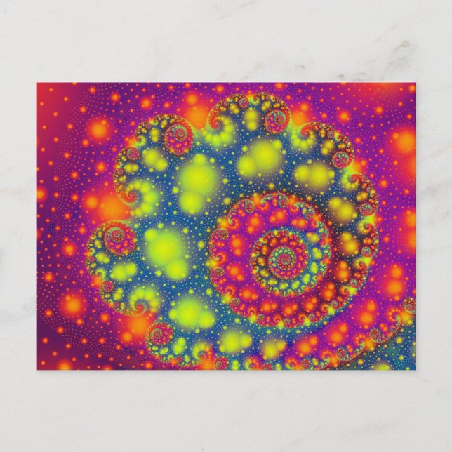 Psychedelic Spiral Neon Decorative Abstract Art Postcard (Front)