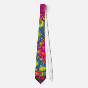 Psychedelic Spiral Neon Decorative Abstract Art Tie