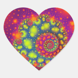 Psychedelic Spiral Neon Decorative Abstract Heart Sticker