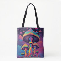 Psychedelic Spirit Shroom Garden Tote Bag