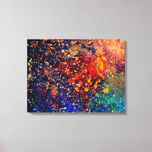 Psychedelic Splatter   Colourful Rainbow Abstract Canvas Print