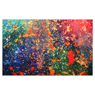 Psychedelic Splatter   Colourful Rainbow Abstract Fabric