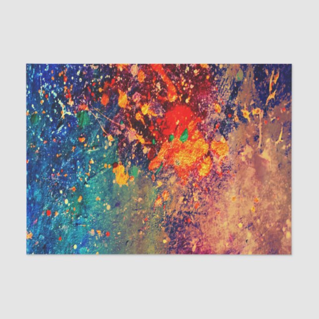 Psychedelic Splatter | Colourful Rainbow Abstract Tissue Paper (Front)