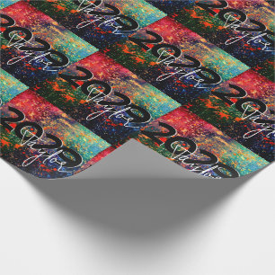 Psychedelic Splatter Rainbow Abstract Graduation Wrapping Paper