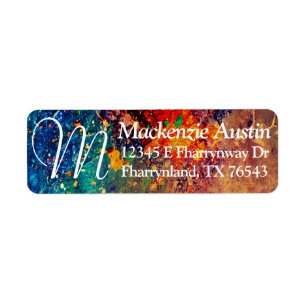 Psychedelic Splatter   Rainbow Abstract Monogram