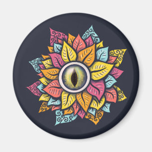 Psychedelic Spooky Eye Flower Colourful Magnet