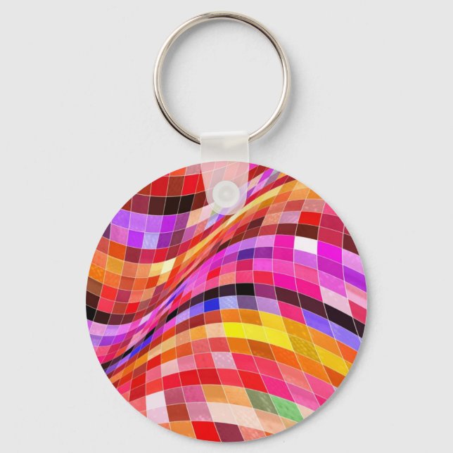 Psychedelic Square Pattern Key Ring (Front)