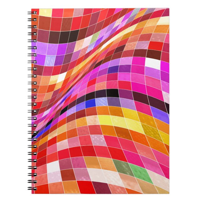 Psychedelic Square Pattern Spiral Notebook (Front)
