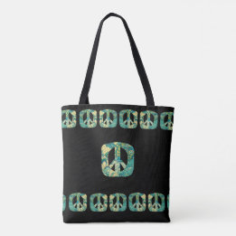 Psychedelic Square Peace Signs Tote Bag