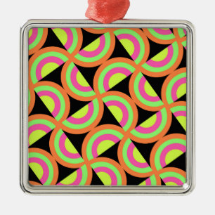 Psychedelic Squares Metal Tree Decoration