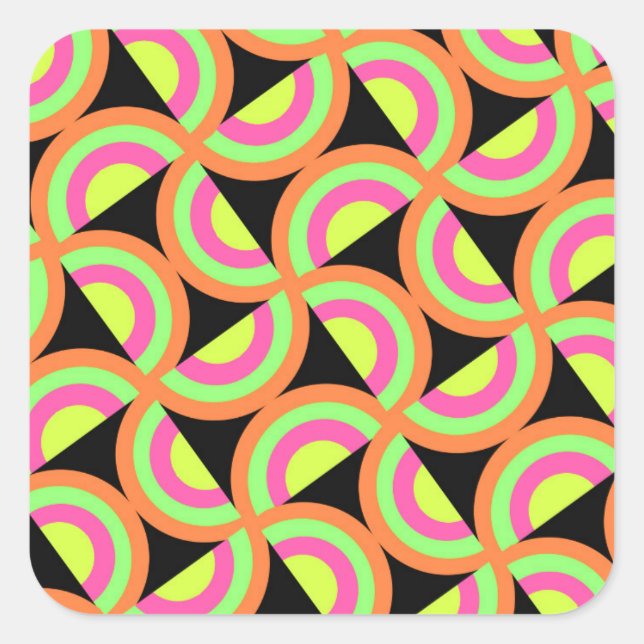 Psychedelic Squares Square Sticker (Front)
