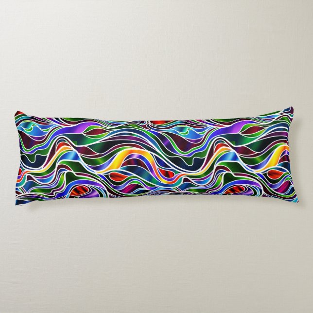 Psychedelic Stained Glass Abstract Body Cushion (Back)