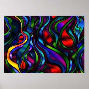 Psychedelic Stained Glass Abstract Poster