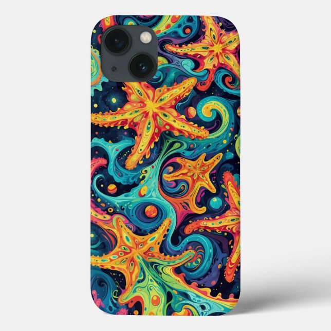 Psychedelic Starfish and Cosmic Waves Case-Mate iPhone Case (Back)