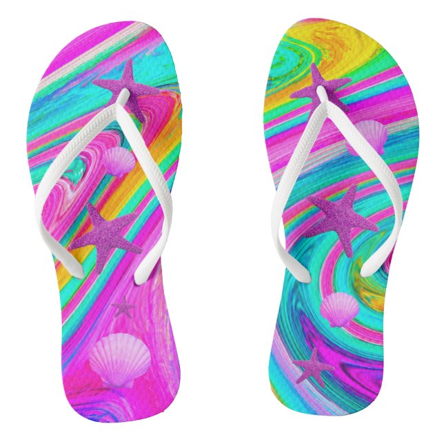 Psychedelic Starfish & Seashell Galaxy Jandals (Footbed)