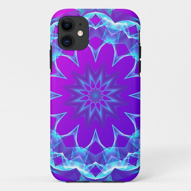 Psychedelic Stars, Abstract Violet Purple Glow Case-Mate iPhone Case (Back)