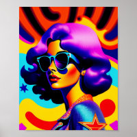 Psychedelic Stars and Stripes Pop Art Diva