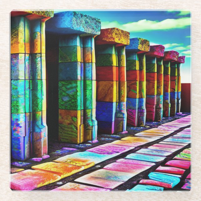 Psychedelic Stones Glass Coaster (Front)