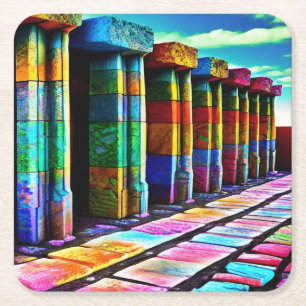 Psychedelic Stones Square Paper Coaster