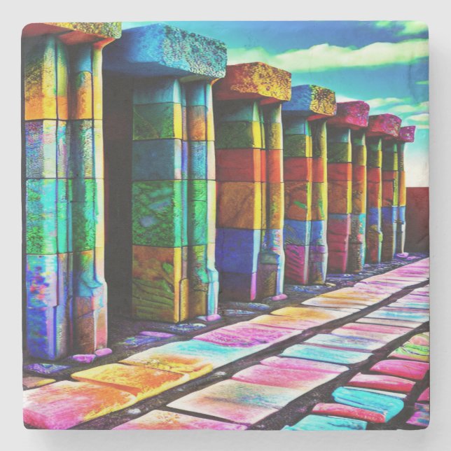 Psychedelic Stones Stone Coaster (Front)