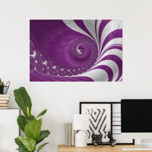 Psychedelic Striped Fantasy Purple & White Vortex Poster