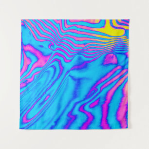 Psychedelic Striped Zebra: Neon Fluorescent Backgr Tapestry