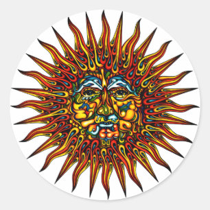 Psychedelic Sun Classic Round Sticker