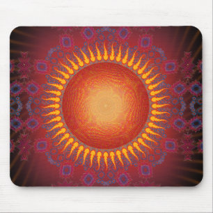 Psychedelic Sun: Spiral Fractal Design: Mousepad