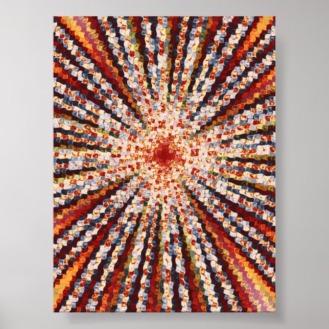 Psychedelic Sunburst Fractal Abstract Art Poster (Front)