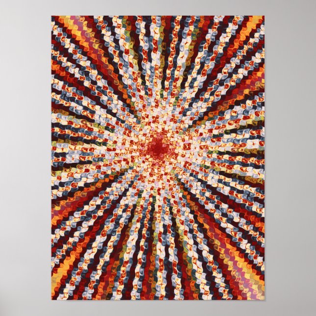 Psychedelic Sunburst Fractal Abstract Art Poster (Front)