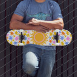 Psychedelic Sunburst Stars Skateboard<br><div class="desc">Psychedelic vibe skateboard with gold sunburst and colourful stars. A vibrant lush pattern.</div>