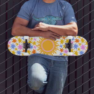 Psychedelic Sunburst Stars Skateboard