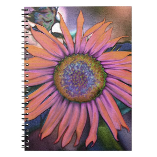 Psychedelic Sunflower Spiral Notebook (Front)