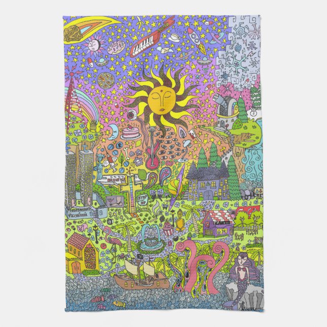 PSYCHEDELIC SUNSET TEA TOWEL (Vertical)